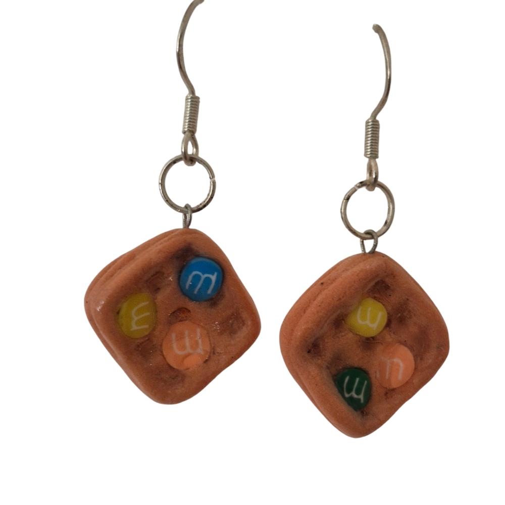 Quirky Waffle Earrings with Colorful Accents